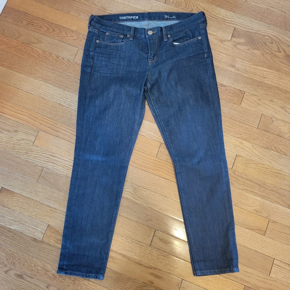 J. Crew Toothpick Skinny Ankle Dark Wash Blue Jeans